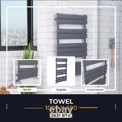 Designer Flat Panel Heated Bathrrom Towel Rail Radiator Rad Anthracite Grey