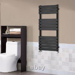 Designer Flat Panel Heated Towel Rail Bathroom Radiator Centre Heating Black