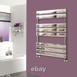 Designer Flat Panel Heated Towel Rail Bathroom Radiator UK Centre Heating Chrome