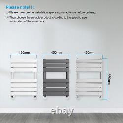 Designer Flat Panel Heated Towel Rail Radiator Ladder Bathroom Warmer Valves