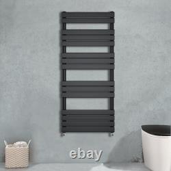 Designer Flat Panel Heated Towel Rail Radiator with Angled Lockshield Valves