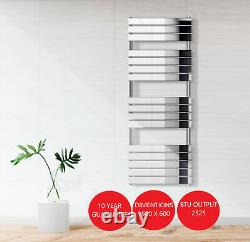 Designer Flat Radiator Panel Heated Bathroom Towel Rail Chrome