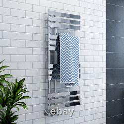 Designer Heated Towel Rail Bathroom Radiator Flat Panel Chrome 1200x450mm