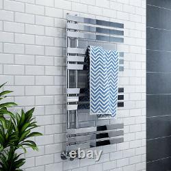 Designer Heated Towel Rail Bathroom Radiator Flat Panel Chrome 1200x600mm