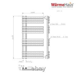 Designer Heated Towel Rail Bathroom Radiator Flat Panel Chrome 1200x600mm