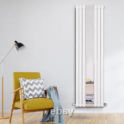 Designer Vertical Radiator Mirror Oval Column Panel White Anthracite 1800x500mm