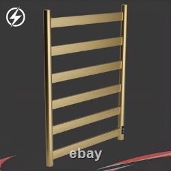 Dry Electric Heated Slimline Towel Rail 500mm(w) x 700mm(h) Brushed Brass 75W