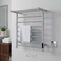 Dry Electric Heated Towel Rail Chrome Bathroom Shelf Rack Cost Efficient Design