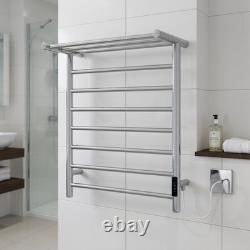 Dry Electric Heated Towel Rail Chrome Bathroom Shelf Rack Cost Efficient Design