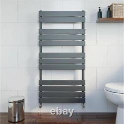 Dual Fuel Flat Panel Heated Towel Rail 1200x600mm Manual Anthracite Wall Mounted