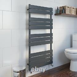 Dual Fuel Flat Panel Heated Towel Rail 1200x600mm Manual Anthracite Wall Mounted