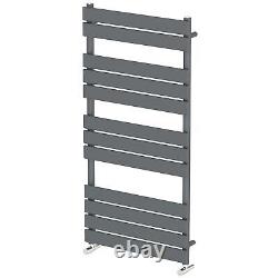 Dual Fuel Flat Panel Heated Towel Rail 1200x600mm Manual Anthracite Wall Mounted