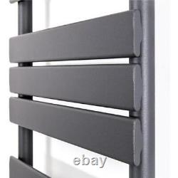 Dual Fuel Flat Panel Heated Towel Rail 1200x600mm Manual Anthracite Wall Mounted