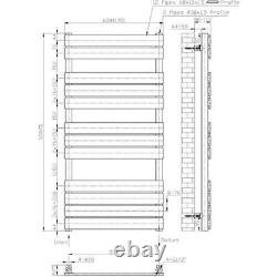 Dual Fuel Flat Panel Heated Towel Rail 1200x600mm Manual Anthracite Wall Mounted