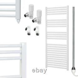 Dual Fuel Heated Towel Rail / Bathroom Radiator, Straight White Aura