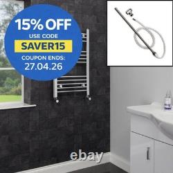 Dual Fuel Heated Towel Rail Chrome Designer Flat Manual Electric 1200x600