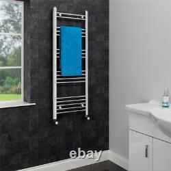 Dual Fuel Heated Towel Rail Chrome Designer Flat Thermostatic Electric 1200x600