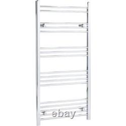 Dual Fuel Heated Towel Rail Chrome Designer Flat Thermostatic Electric 1200x600