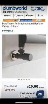 Dura Therm Anthracite Heated Towel Rail and Matching Valves