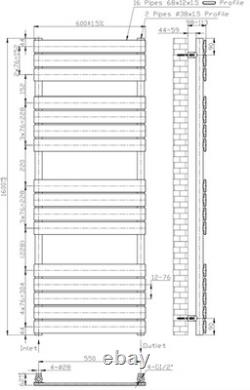 DuraTherm 1600 x 600mm Flat Panel Heated Towel Radiator Matt Black DuraTherm 1600 x 600mm Flat Panel Heated Towel Radiator Matt Black