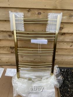 DuraTherm Curved Heated Towel Rail Brushed Brass 1200 x 600mm