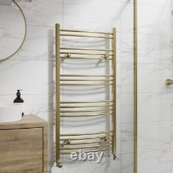 DuraTherm Curved Heated Towel Rail Brushed Brass 1200 x 600mm