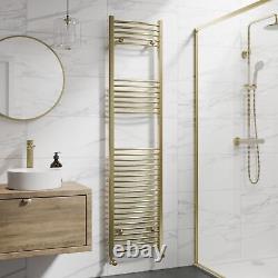 DuraTherm Curved Heated Towel Rail Brushed Brass 1800 x 450mm