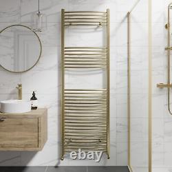 DuraTherm Curved Heated Towel Rail Brushed Brass 1800 x 600mm