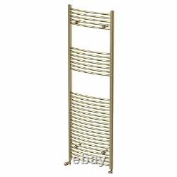 DuraTherm Curved Heated Towel Rail Brushed Brass 1800 x 600mm