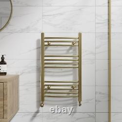 DuraTherm Curved Heated Towel Rail Brushed Brass 750 x 450mm