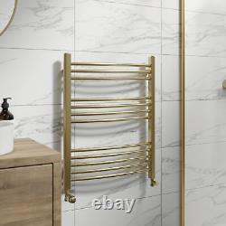 DuraTherm Curved Heated Towel Rail Brushed Brass 750 x 600mm