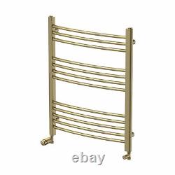 DuraTherm Curved Heated Towel Rail Brushed Brass 750 x 600mm