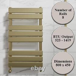 DuraTherm Flat Panel Heated Towel Rail Brushed Brass 800 x 450mm