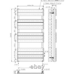 DuraTherm Flat Panel Heated Towel Rail Matt Black 1200 x 600mm