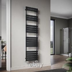 ELEGANT Flat Panel Heated Towel Rail Black Bathroom Ladder Radiator 1800 x 450
