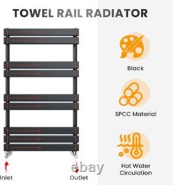 ELEGANT Flat Panel Heated Towel Rail Black Bathroom Ladder Radiator 1800 x 450
