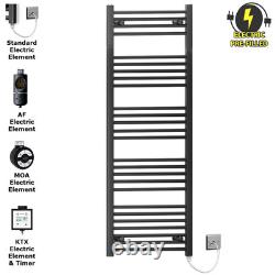Electric 550 mm Wide Pre-Filled Heated Towel Rail Radiator Matt Black Bathroom