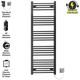Electric 550 Mm Wide Pre-filled Heated Towel Rail Radiator Matt Black Bathroom