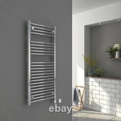 Electric Bathroom Thermostatic Heated Towel Rail Radiator 1100 x 500 Chrome 250W