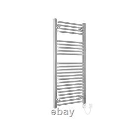 Electric Bathroom Thermostatic Heated Towel Rail Radiator 1100 x 500 Chrome 250W