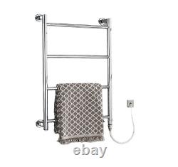 Electric Heated Bathroom Towel Rail Radiator. Wall Mounted 4 Bar Towel Rack