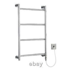 Electric Heated Bathroom Towel Rail Radiator. Wall Mounted 4 Bar Towel Rack