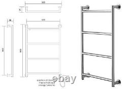 Electric Heated Bathroom Towel Rail Radiator. Wall Mounted 4 Bar Towel Rack