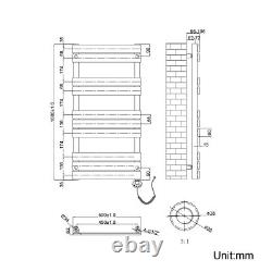 Electric Heated Towel Rail Bathroom Radiator White Timer Fast Heating 500 x 1000