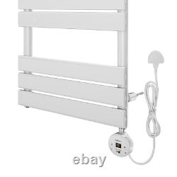 Electric Heated Towel Rail Bathroom Radiator White Timer Fast Heating 500 x 1000