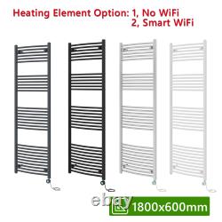 Electric Heated Towel Rail Curved Prefilled Thermo LCD Display Heating Element