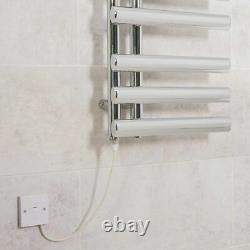 Electric Heated Towel Rail Rad Flat Panel Designer Radiator 1200x450 Chrome