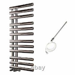 Electric Heated Towel Rail Rad Flat Panel Designer Radiator 1200x450 Chrome