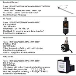 Electric Heated Towel Rail Radiator 500mm Width Flat Panel Pre-Filled