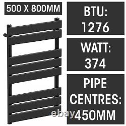 Electric Heated Towel Rail Radiator 500mm Width Flat Panel Pre-Filled